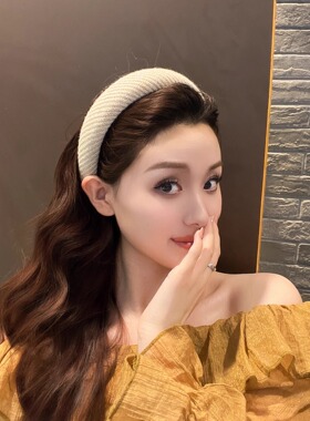针织毛线头箍宽边适合圆脸的高头