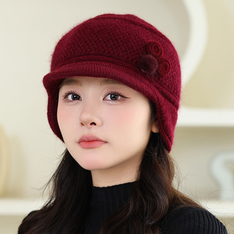 2025年秋冬季新款护耳保暖针织毛线帽子女东北防寒中老年妈妈帽子,淘宝优惠券,粉丝福利购,淘宝优惠卷