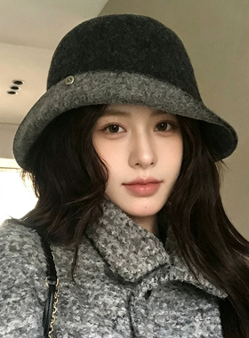 秋冬日系羊毛渔夫帽女保暖显脸小