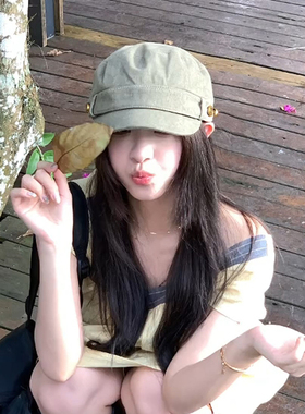 藤井树同款英伦铆钉马术帽女