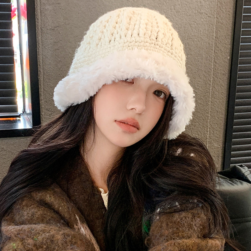 秋冬季加厚毛边渔夫帽子女户外防寒保暖百搭显脸小韩版时尚针织帽,淘宝优惠券,粉丝福利购,淘宝优惠卷