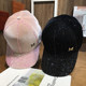 ຫມວກແມ່ຍິງຕົ້ນສະບັບ Rhinestone M Peaked Hat Korean Style Trendy Versatile Spring and Autumn Fur Fur Ball Student Street Baseball Cap