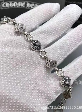 克罗伈骰子十字架复古十字花手串嘻哈潮流男女情侣手链欧美批发潮