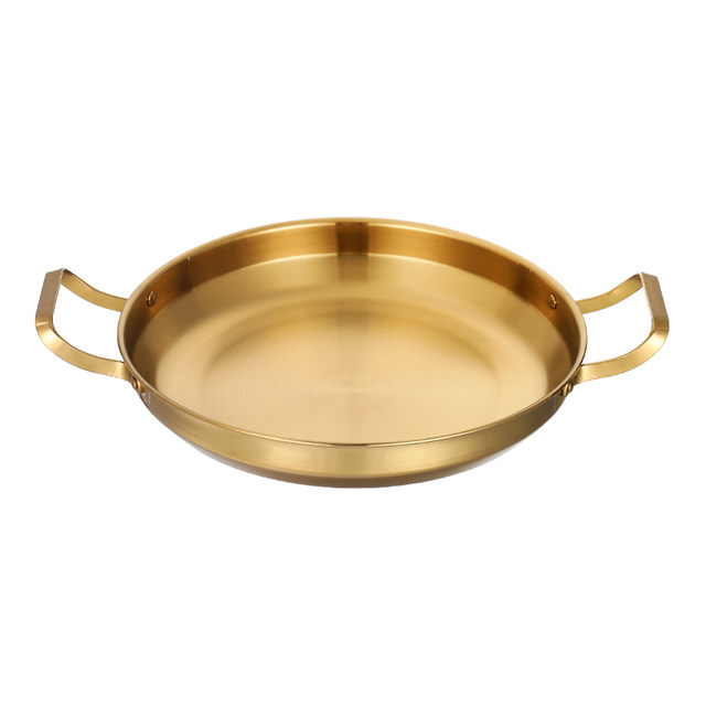 Korean stainless steel dry pot seafood pot army hot pot basin thickened pan commercial double ear plate crayfish plate