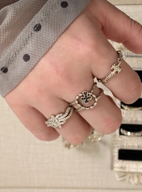 闪钻蕾丝戒指冷淡风复古镂空轻奢气质小众名媛甜美法式满钻高级感