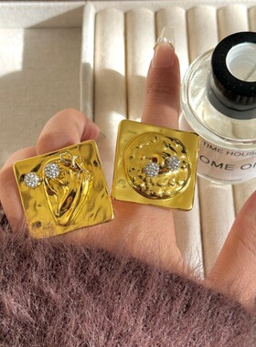 欧美复古轻奢高级感五官系列眼睛耳朵方形戒指个性时尚气质指环潮