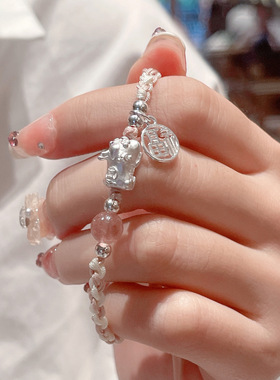 新中式复古招财送福小众国潮貔貅手工编织情侣手链手绳情人节礼物