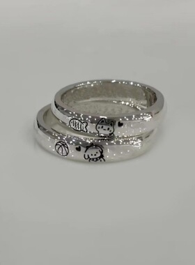 可爱卡通涂鸦小狗小猫戒指对戒情侣款小众ins学生版闺蜜食指指环