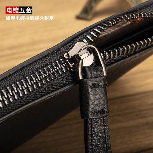 钱包男长款真皮男士拉链手机包钱夹潮手拿包小手包牛皮高档手抓包 - 图0
