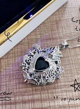 死亡笔记硫克中古项链vintage首饰暗黑复古项链爱心红宝石