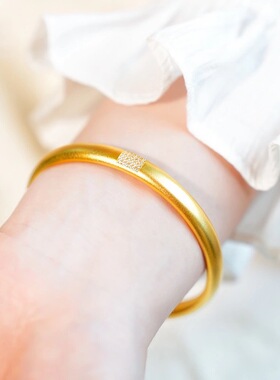 新款24k黄金手镯点钻泥鳅背素圈999金古法传承心径手环3d仿金送礼