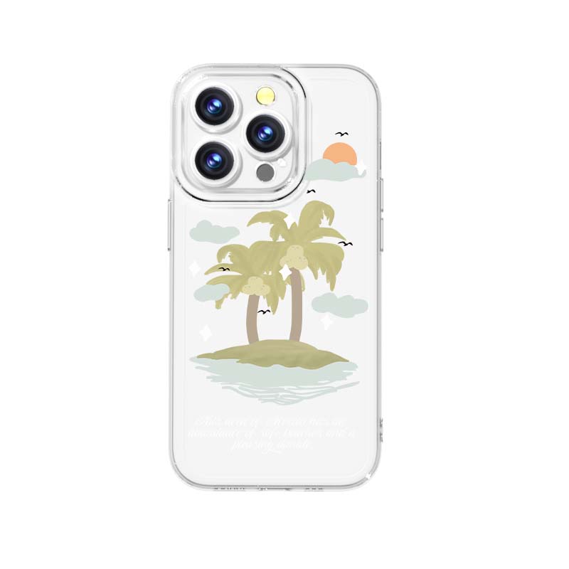 椰林海岛适用iPhone15Pro14max13手机壳情侣TPU软壳文字透明简约苹果12小米11华为p30mate40 幸拾工作室 - 图3