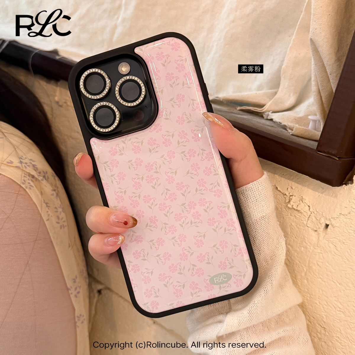 Rolincube原创南法碎花苹果16ProMax手机壳ins风iPhone16Pro简约适用15Promax黑边新款17Pro全包17ProMax滴胶 - 图1