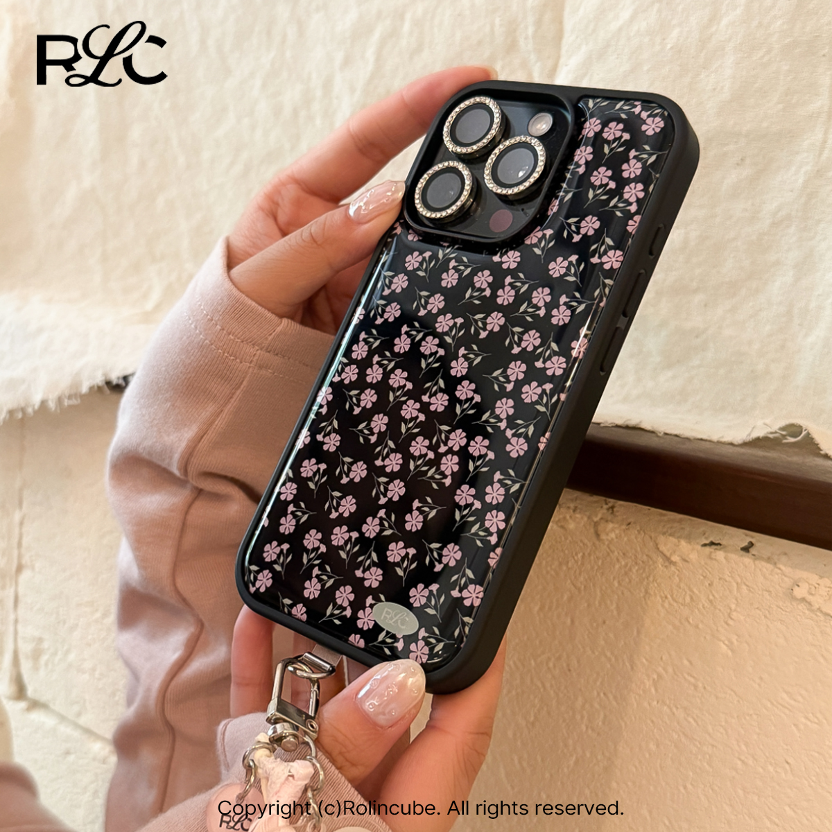 Rolincube原创南法碎花苹果16ProMax手机壳ins风iPhone16Pro简约适用15Promax黑边新款17Pro全包17ProMax滴胶 - 图2