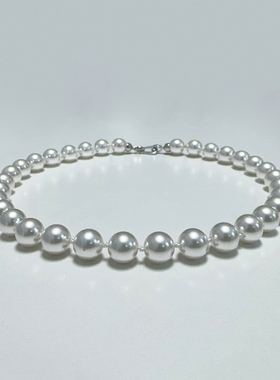 12mm白色马蹄扣贝珠项链XLA404