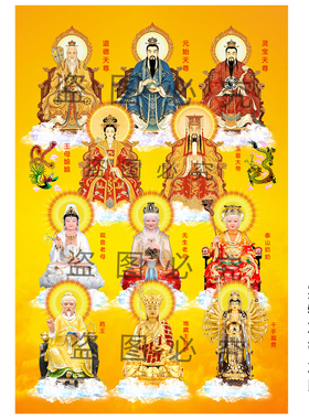 全神图挂画三清祖师油画布挂画