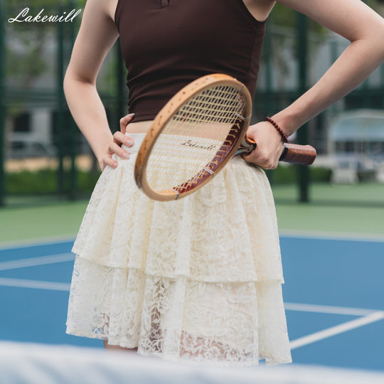 Lakewill双层蕾丝网球短裙透气跑步防走光速干休闲户外运动短裙