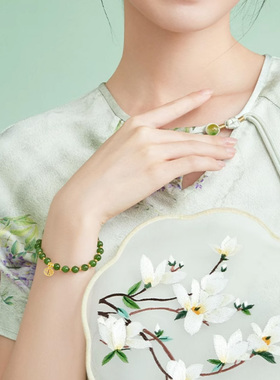 天然和田玉碧玉圆珠手串