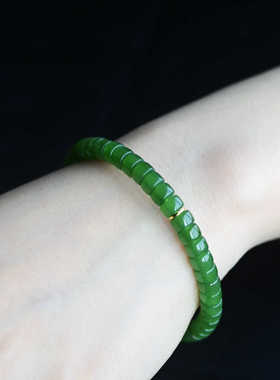 天然和田玉碧玉直切药片手串