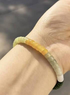 天然和田玉多宝手串渐变撞色