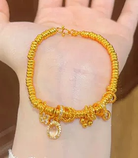 金店同款新中式沙金白钻手链女