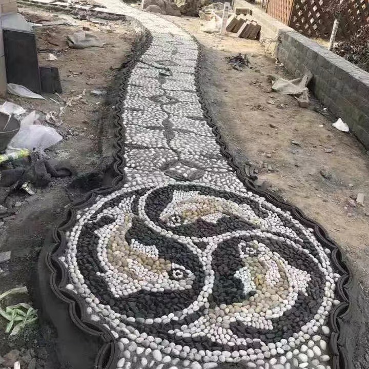 50斤黑色鹅卵石庭院花园造景铺路铺地大小石头天然雨花石原石黑石 - 图1