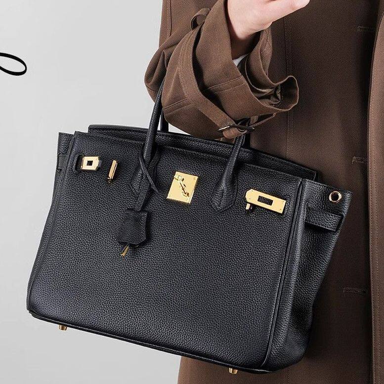 CITEX LV官方旗舰店香港IT牛皮真皮铂金包女大容量手提包女高级感 - 图3