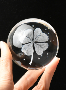 内雕招财进宝水晶球假山玻璃球