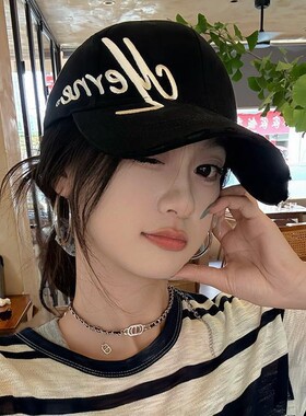 新款帽子女大头围刺绣棒球帽宽帽檐防晒显脸小潮牌硬顶鸭舌帽男款