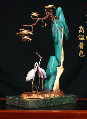 摆件客厅仙鹤必禧利纯铜中式