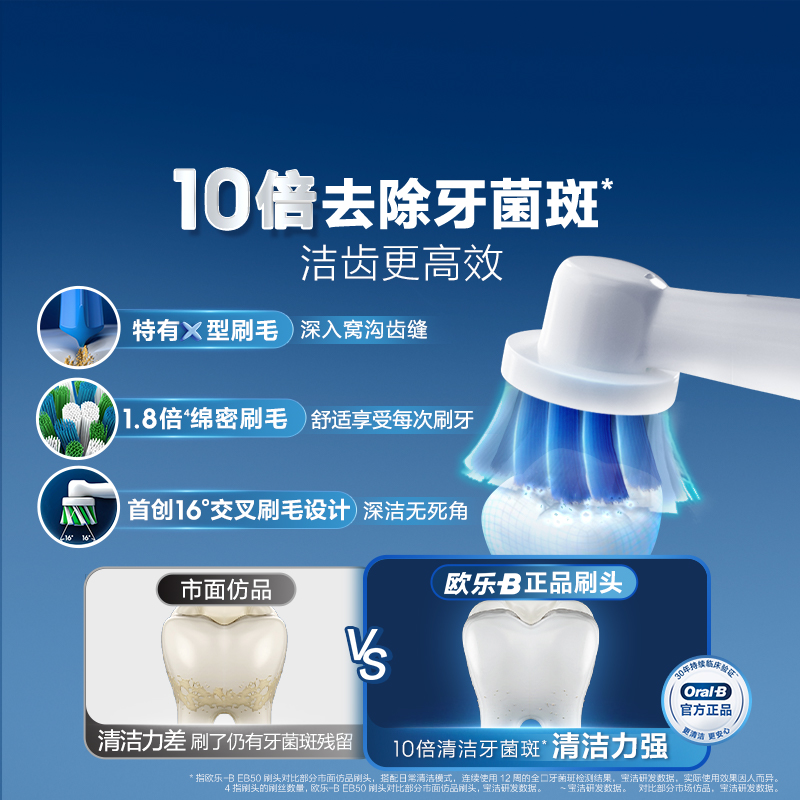 OralB/欧乐B成人电动牙刷替换通用原装适配替换清洁护龈牙刷头