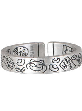 女款999足银百搭吉言戒指招财猫