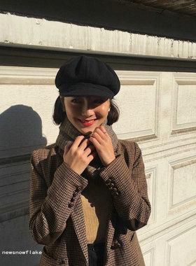秋冬帽子女时尚百搭休闲八角帽