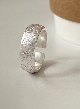 轻奢爱心戒指女素圈精致百搭叠戴哑光开口指环ins风小众食指戒潮