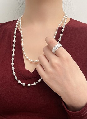 甜酷麻花编织纹路戒指女简约清冷感小众设计开口指环ins风食指戒