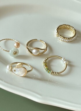 甜美兔子戒指女可爱时尚清新小众云朵S925镀银开口指环网红食指戒