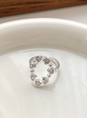 几何椭圆镂空开口食指戒女款