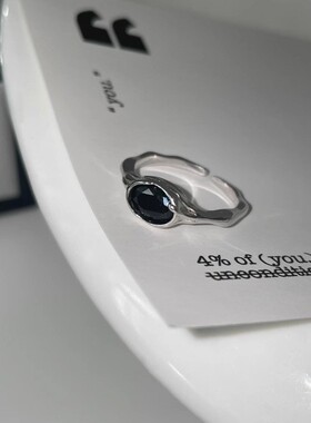 复古时尚黑色戒指女几何不规则时尚肌理感百搭开口指环ins食指戒