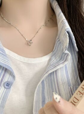 几何镂空立方体吊坠项链女甜酷百搭个性高级感锁骨链ins风颈链潮