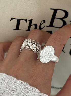 精致花朵戒指女小众设计感甜美小雏菊开口指环ins风椭圆食指戒潮