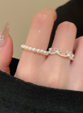 甜美皇冠戒指女简约时尚气质百搭弹力叠戴指环小众设计感食指戒潮