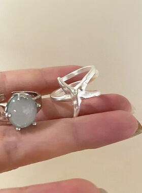 甜美海星开口戒指女简约时尚个性百搭S925镀银开口指环小众食指戒