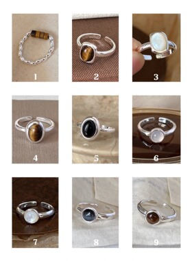 日韩复古美拉德戒指女网红时尚叠戴百搭S925镀银指环ins风食指戒