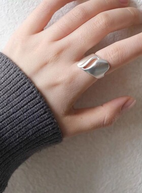 哑光几何不规则戒指女曲线精致优雅开口指环ins风小众网红食指戒