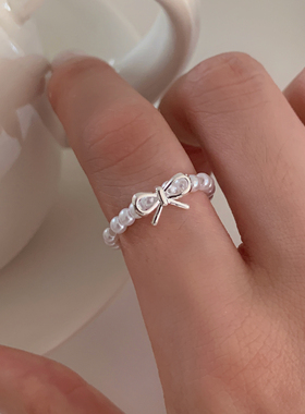 甜美弹力绳仿珍珠小狗蝴蝶结食指