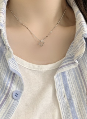 轻奢小众几何立方体锁骨链女