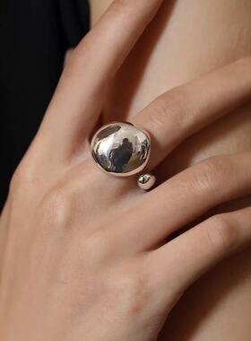 欧美简约不规则蛋面光亮戒指女冷淡风个性开口指环网红食指戒跨境