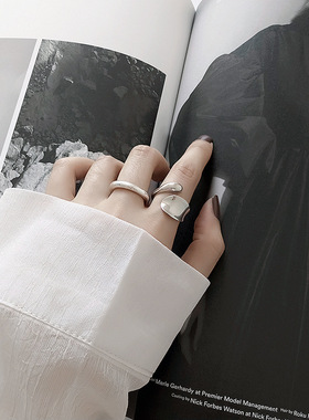 s925镀银光面开口戒指女日韩网红小众指环简约学生韩国食指戒潮