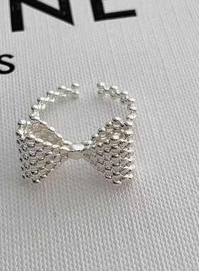 甜美气泡蝴蝶结戒指女精致优雅小众设计感开口指环ins风食指戒潮