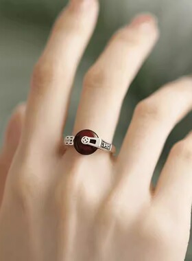 中国风平安扣戒指女时来运转民族风小众开口指环铜钱个性食指戒潮